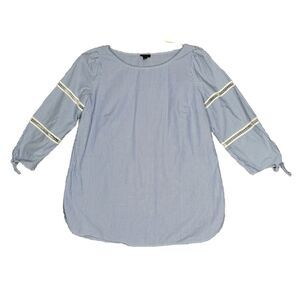 Talbots Shirt Womens Medium Blue White Stripe Boho‎ Preppy Cottagecore Nautical